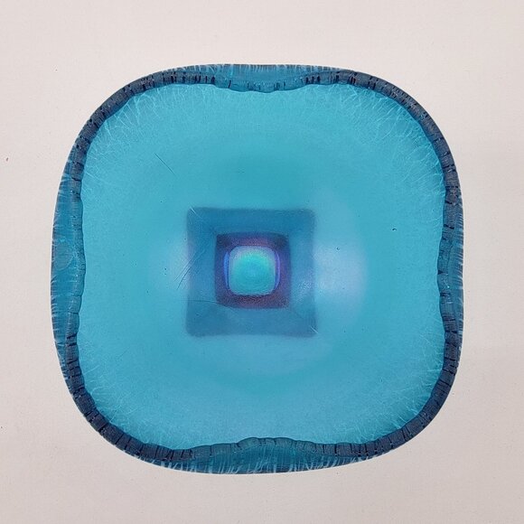 1920's Northwood Stretch Glass Celeste Blue Tree of Life Footed Bowl - Picture 2 of 4